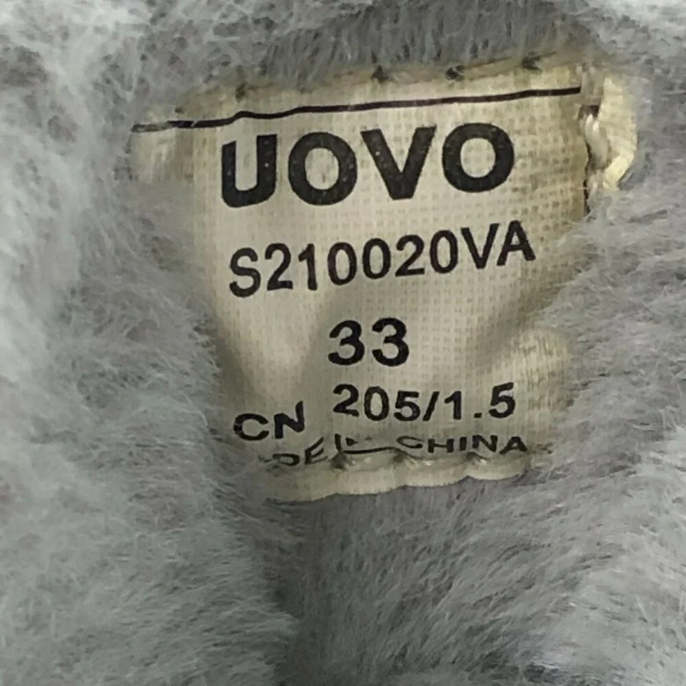 Uovo Kid's Size 33 Grey Lined Interior Hook & Loop Easy On Winter Ankle Boots